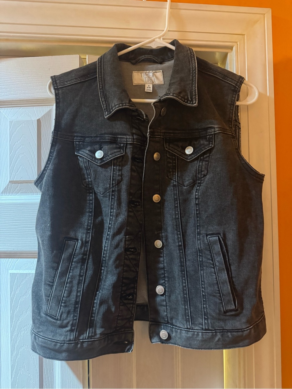 Time and Tru Gray and Black Denim Vest